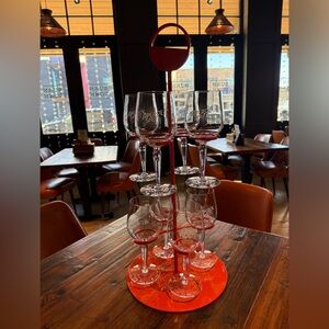 Elegant Red Wine Glass Set with Stand